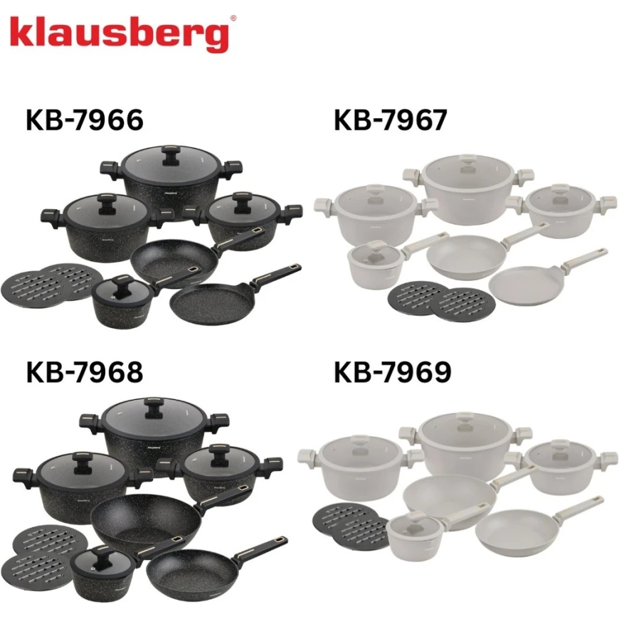 12-osainen keittiövälineiden sarja, mukaan lukien wok-pannu, valettu alumiinista, tarttumaton pinta, hiekanvärinen, Klausberg, k – 3