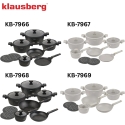 12-piece kitchen utensil set with a wok pan, made of cast aluminum, non-stick coating, sand color, Klausberg, kb-7969