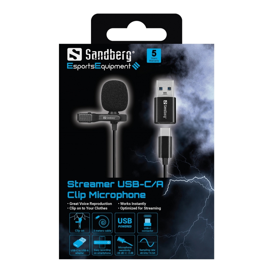 Sandberg 126-40 микрофон Черный Лавальерный/петличный микрофон – 5