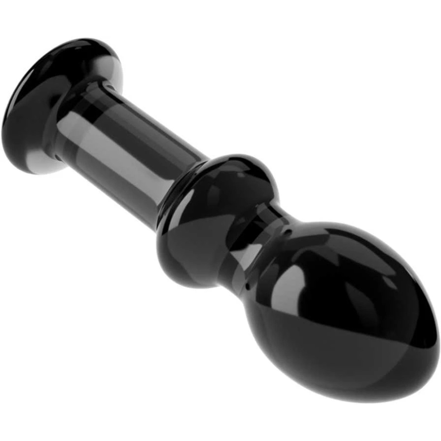 Lovetoy Musta lasinen anaalipistoke virtaviivaisella päällä 11,5 cm – 3