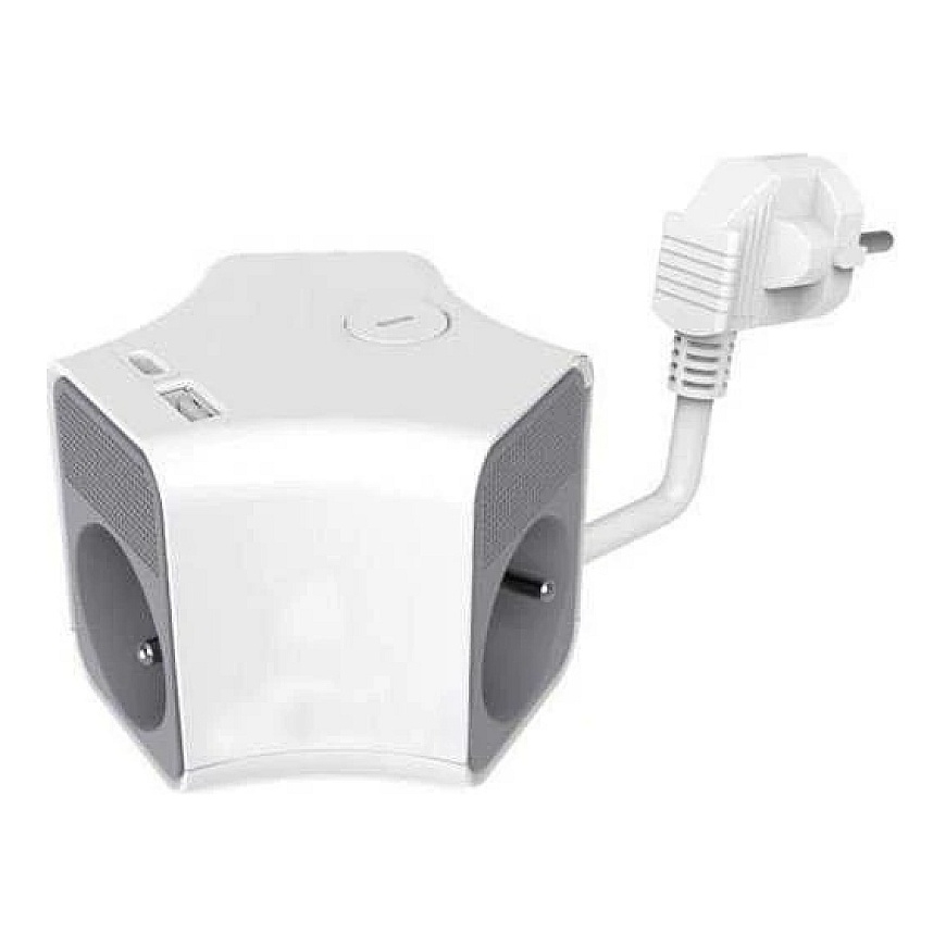 Построл удлинитель на 3 розетки с выключателем и портами USB-A и USB-C