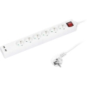 Plastrol Stacionārais Pagarinātājs ar Sešām Kontaktligzdām un Slēdzi, Papildu USB Lādēšanas Ligzdas Plastrol Stacionārais Pagarinātājs ar Sešām Kontaktligzdām un Slēdzi, Papildu USB Lādēšanas Ligzdas