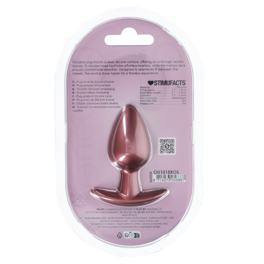 Ouch By Shots Lygus Silicone Anal Plug – Medium – 3.1 / 7.9 in – Rose Gold – 2