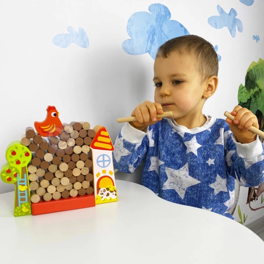 Tooky Toys TOOKY TOY Arkadipeli Putoava kana Puufarmi – 4