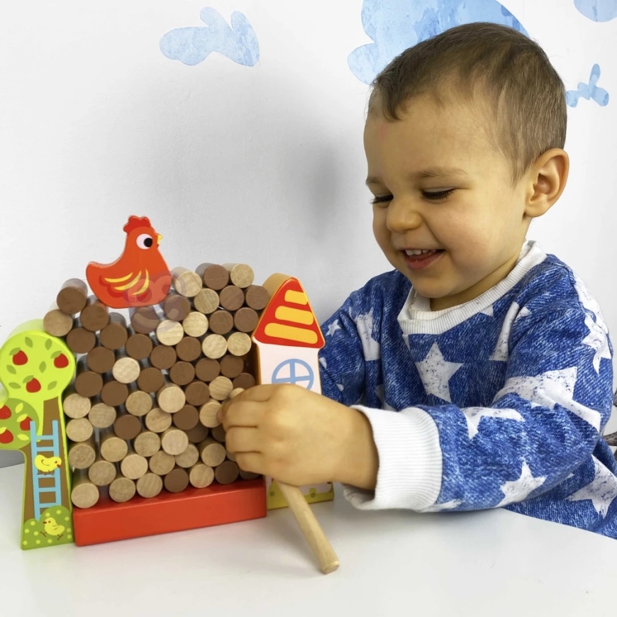 Tooky Toys TOOKY TOY Arkādes spēle Krītoša vista Koka ferma – 5