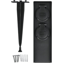 Lauko Elektros Lizdų Stovas - DPM FMG0002 2 Lizdų 3680 W IP44 Sodo Maitinimo Stovas, Juodas