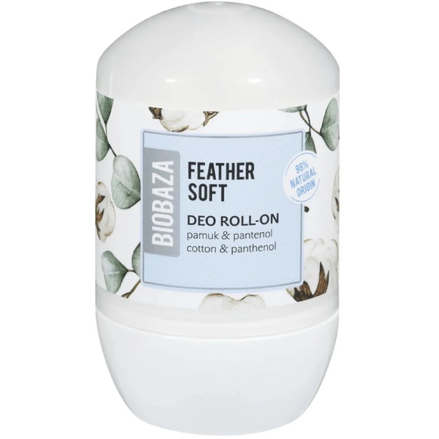 Biobaza Feather Soft Cotton priešprakaituojantis dezodorantas Roll-On moterims, 50 ml – 2