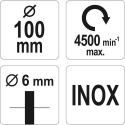 YATO SUKNIS AR POGU 100mm INOX YATO SUKNIS AR POGU 100mm INOX