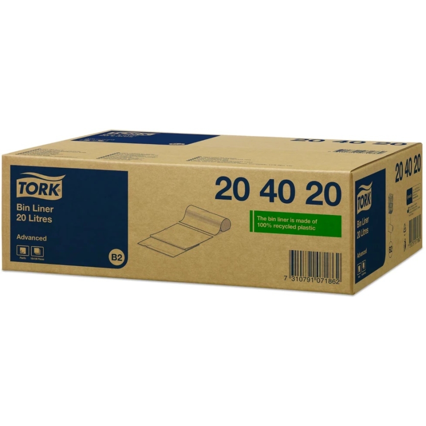 Rämpsukotid TORK B2, 20 L, 100 tk, valged 204020 – 3