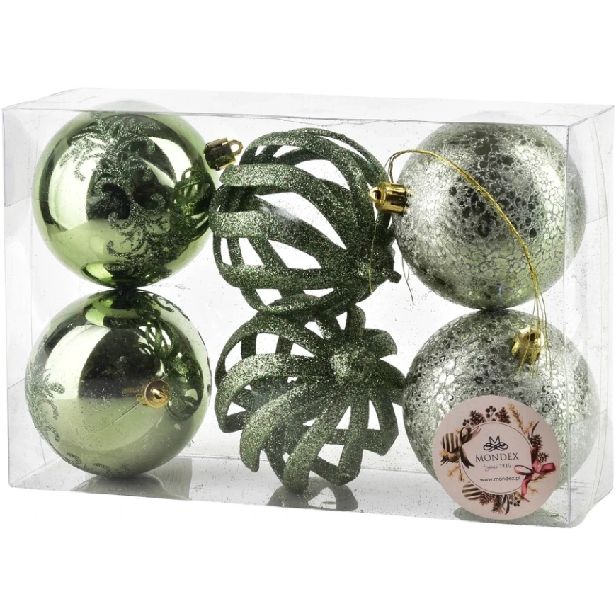 Mondex Since 1986 SANTA LILA 6 Ziemassvētku bumbiņu komplekts 8 cm