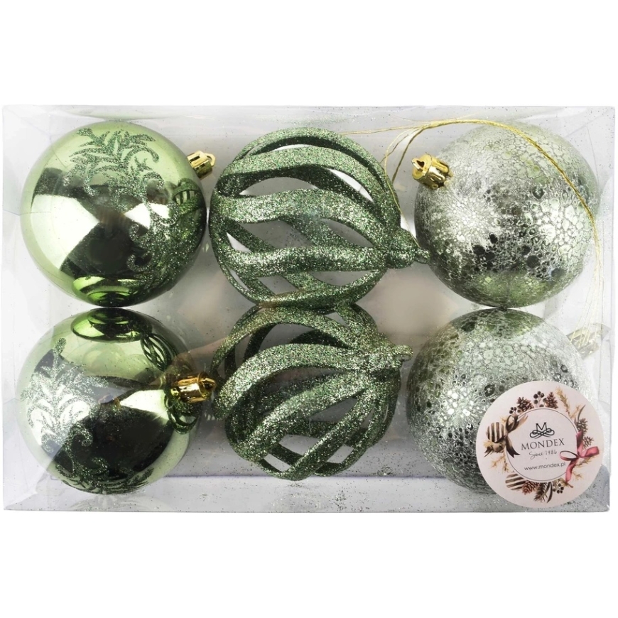 Mondex Since 1986 SANTA LILA 6 kalėdinių rutulių rinkinys 8 cm – 2