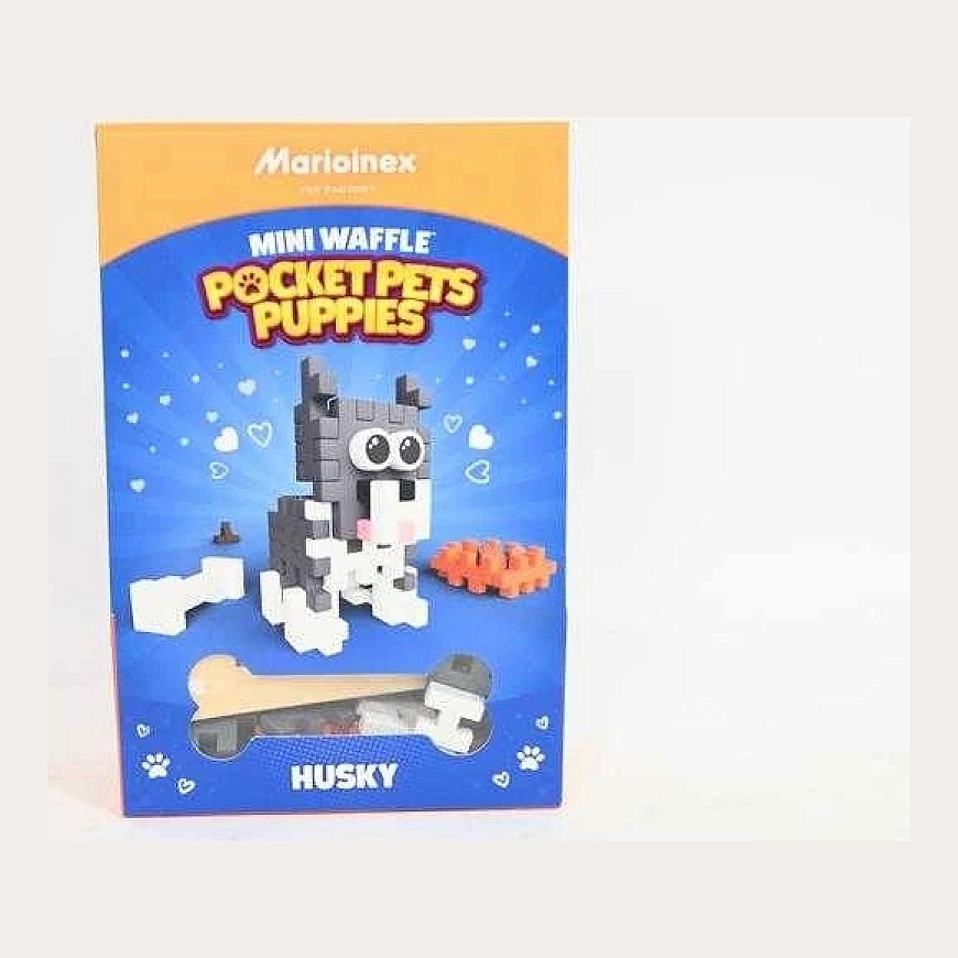 Marioinex Būvniecības bloki "Mini Waffle Pocket Pets" – Haskiju kucēni – 3