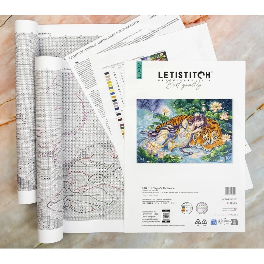 Letistitch Cross-Stitch Kit "Tiger Hug" 46x31 cm – 4
