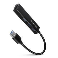 Axagon HMA-GL3A Multiport-Hub USB 3.0 Typ A Gbit-LAN 3x USB-A microSD Vielinis USB 3.2 Gen 1 (3.1 Gen 1) Type-A Juoda