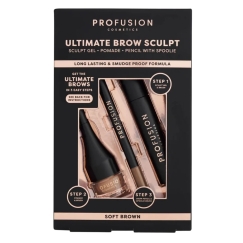 Profusion Cosmetics komplekt: Ultimate Brow Sculpt kulmugeel Soft Brown 1,8 g + Ultimate Brow Sculpt Defineeriv kulmupliiats & 2