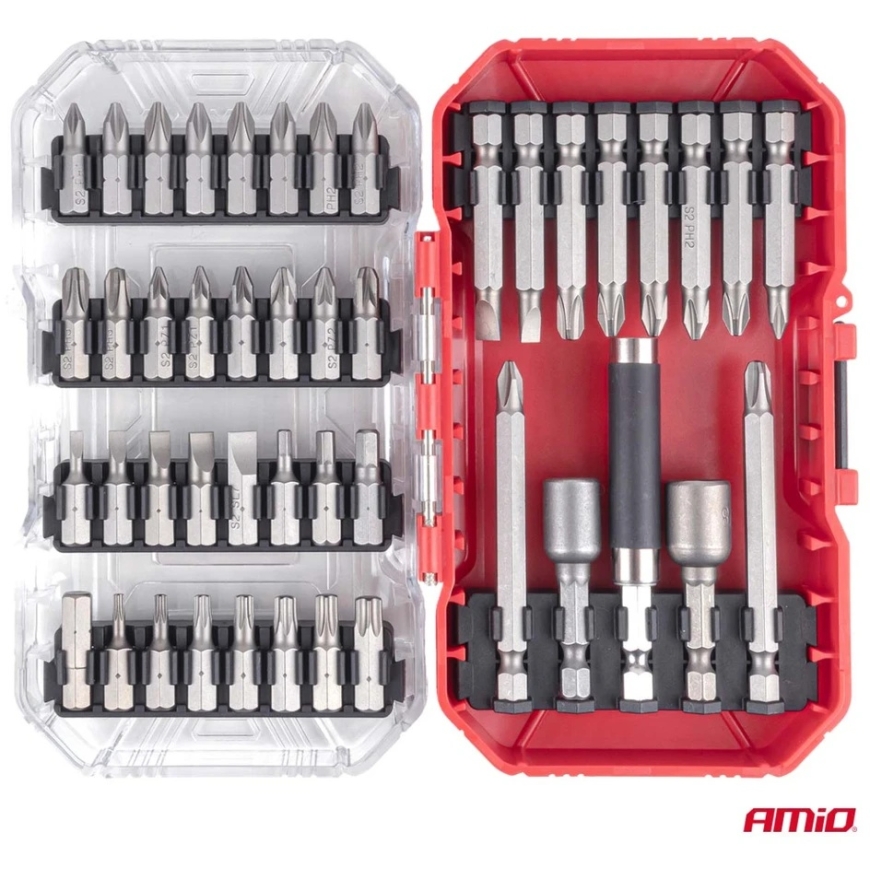 Uzgriežņu un uzgaļu komplekts skrūvgriezim, S2, PH, 45 gab., AMIO-04932 – 3