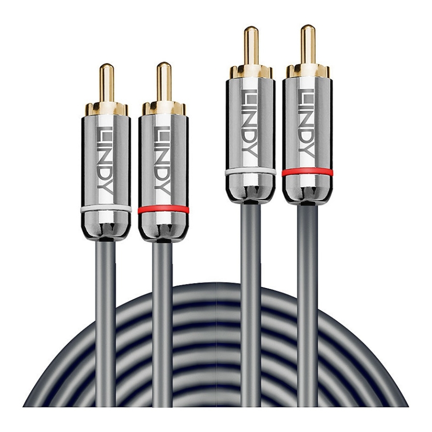 Lindy 35349 audiokaapeli 10 m 2 x RCA Antrasiitti – 2