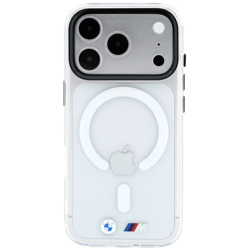 BMW M IML blizgaus metalo logotipas ir apdaila MagSafe dėklas, skirtas iPhone 17 Pro / 18 Pro - permatomas – 2