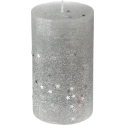 Fééric Lights and Christmas Round Candle with Stars, Size L, Silver, 12 cm Fééric Lights and Christmas Round Candle with Stars, Size L, Silver, 12 cm