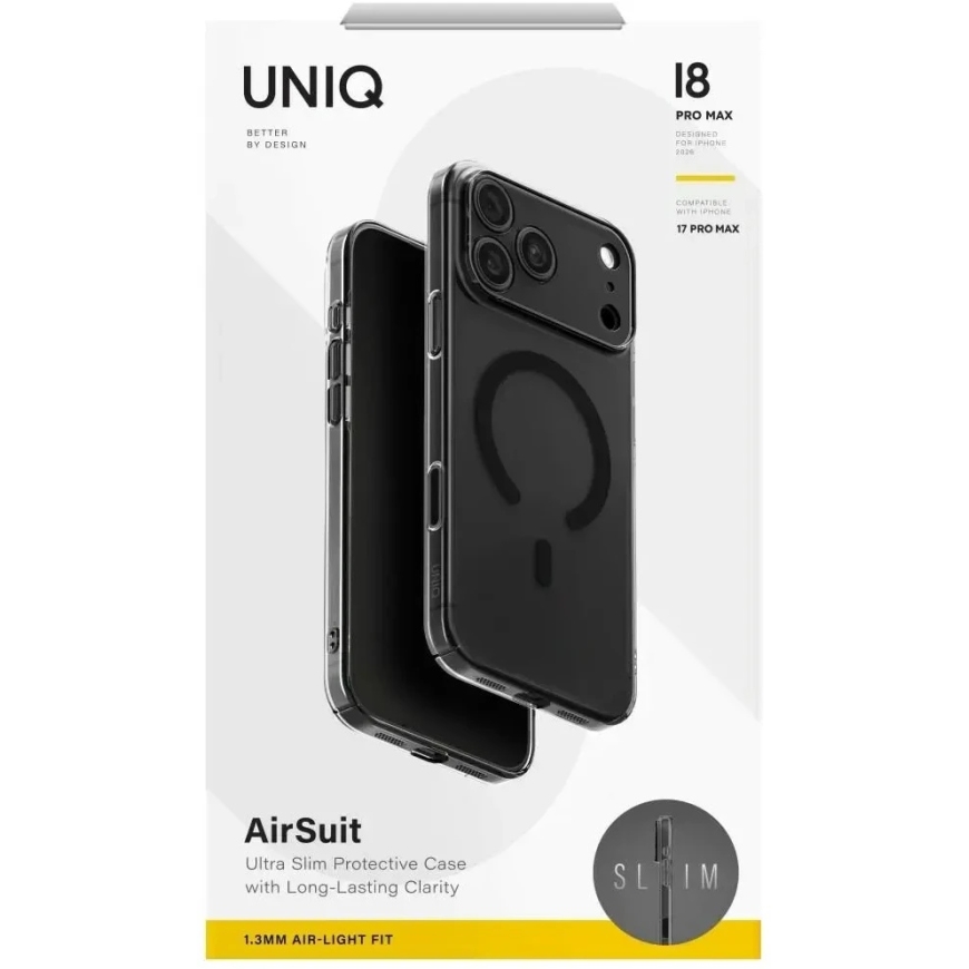 UNIQ Airsuit -kuori, suunniteltu iPhone 18 Pro Max / 17 Pro Max -malleille, Magclick-latauksella, musta – 2