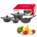 Garnki Puodai su marmurine nelimpančia danga, 7 vnt. rinkinys, Klausberg Garnki Puodai su marmurine nelimpančia danga, 7 vnt. rinkinys, Klausberg