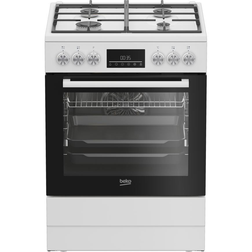 Beko FBM62330GWDTN Pastatoma viryklė Elektrinis Dujinė Juoda, Balta