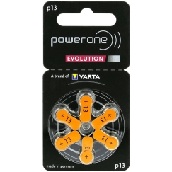 Hearing Aid Battery - Varta Power One Evolution 13 (6 pcs), Orange