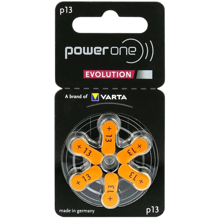 Батарея для слуховых аппаратов - Varta Power One Evolution 13 (6 шт.), Оранжевая