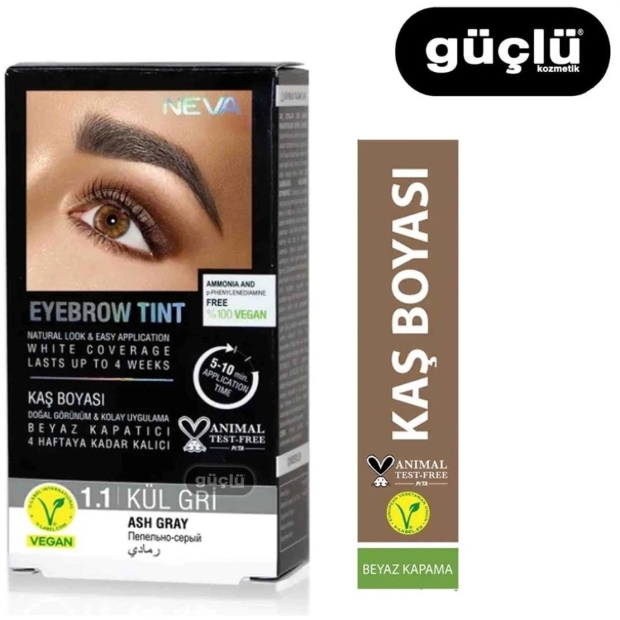 Neva Eyebrow Tint pysyvät hiusvärit tuhkaharmaa, 30 ml – 2
