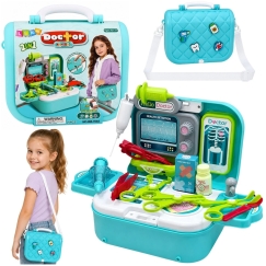 Lean Toys Lääkärisetti 2-in-1, turkoosi ja valkoinen, 23,5 × 17 × 9,5 cm