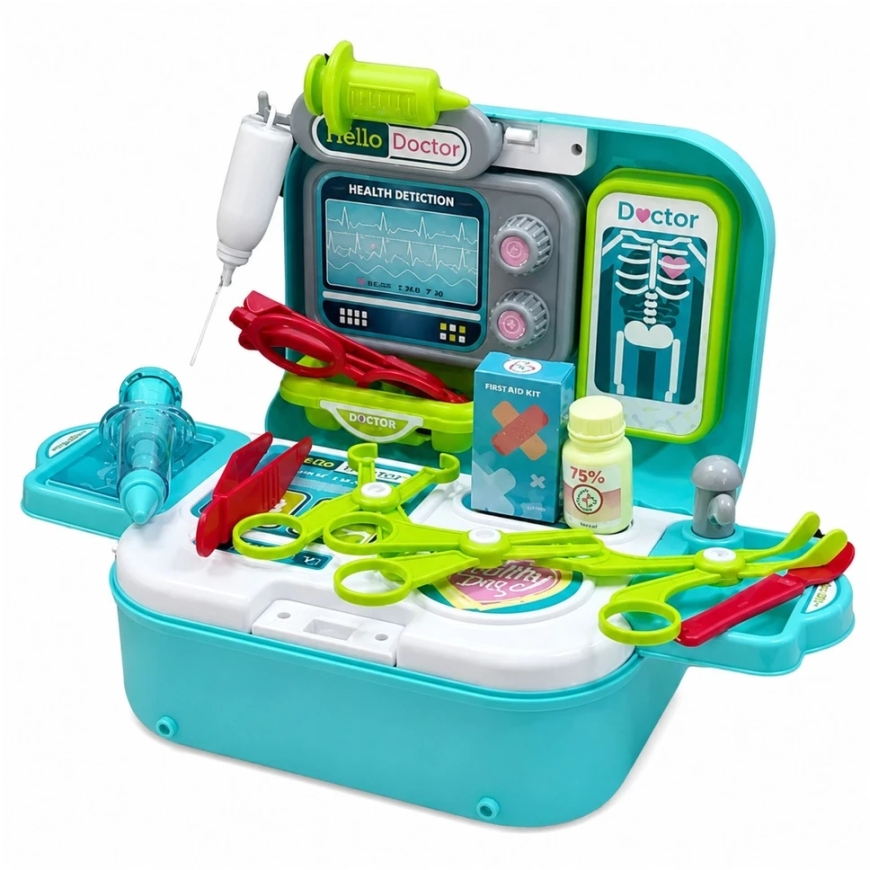 Lean Toys Ārsta komplekts 2 vienā, tirkīza un balta, 23,5 × 17 × 9,5 cm – 3