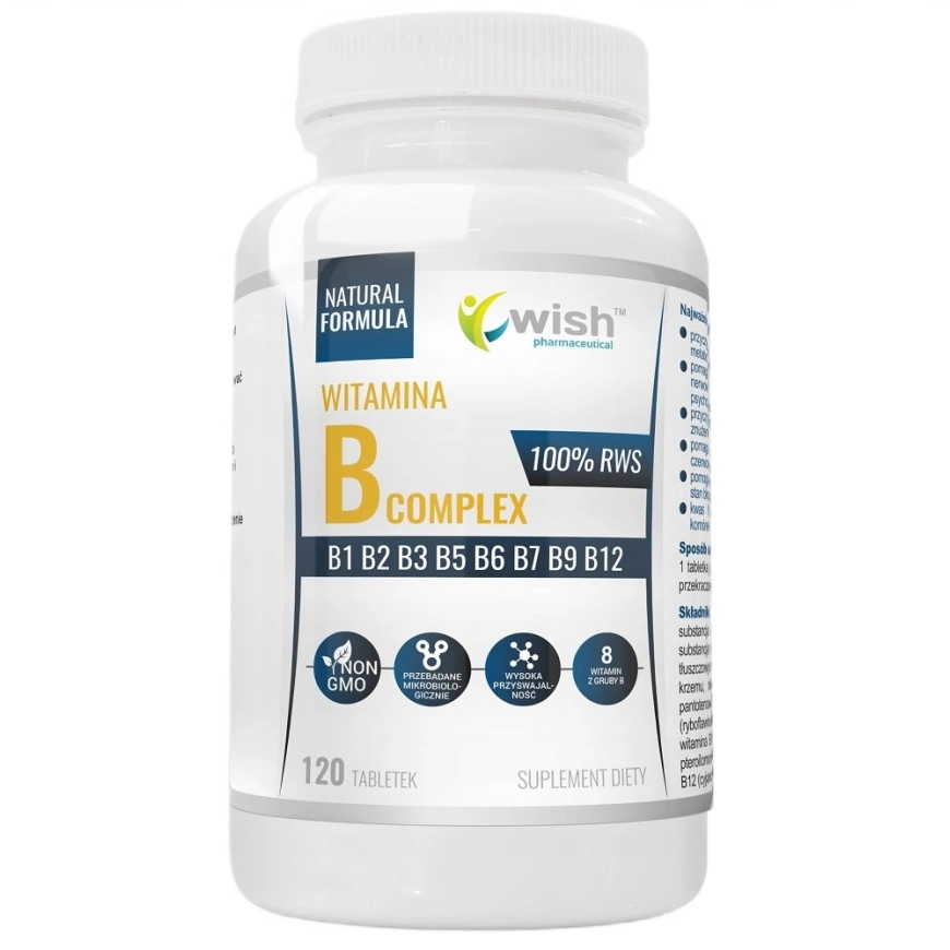 Wish Pharmaceutical Vitamiini B kompleks 8 B rühma vitamiini toidulisand 120 tabletti – 2