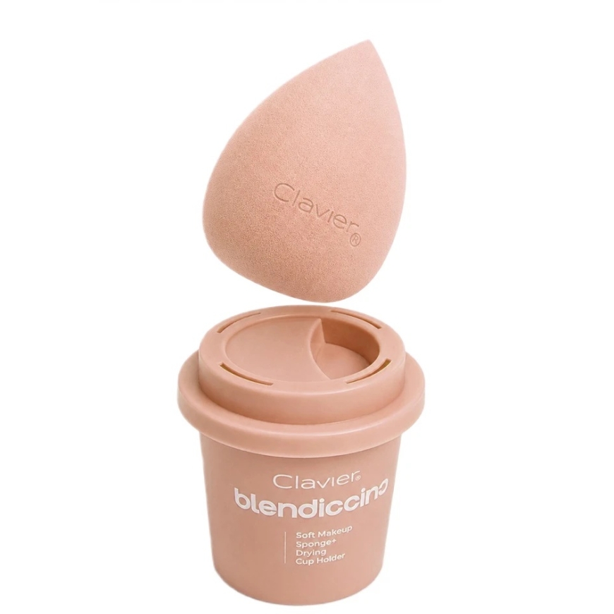 Aptel Blendiccino Makeup Sponge Set + Storage Container Berry Frappe Flavor