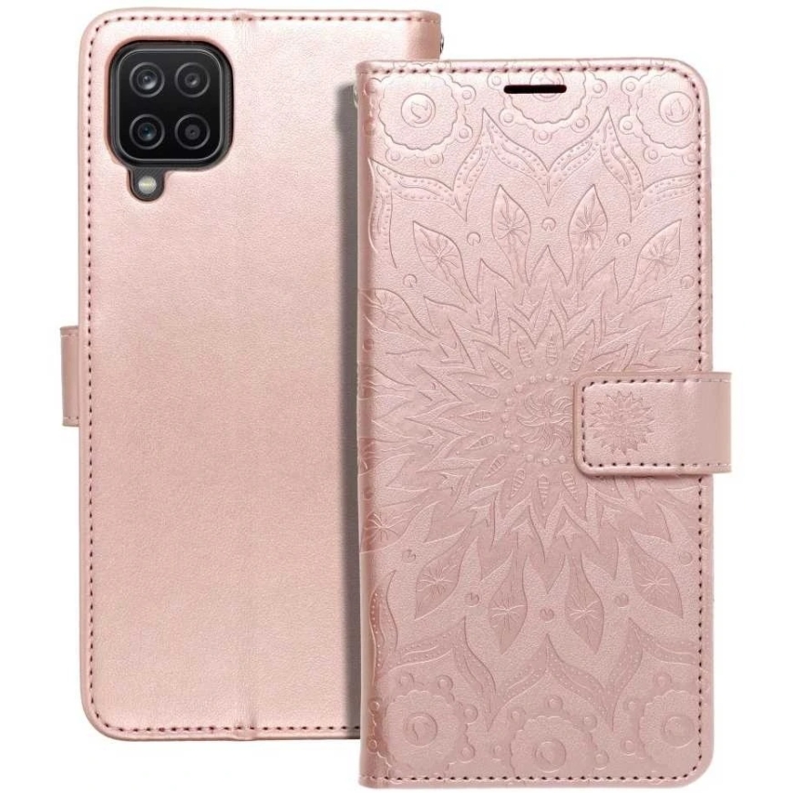 Forcell Oem MEZZO grāmatas vāks Samsung Galaxy A12 / M12 mandala rozā zelta krāsā – 5