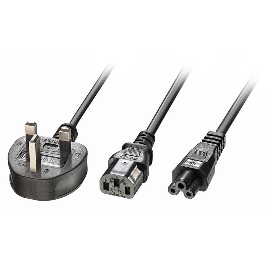 Lindy 30374 кабель питания Черный 2,5 m Силовая вилка тип G C13 coupler + C5 coupler