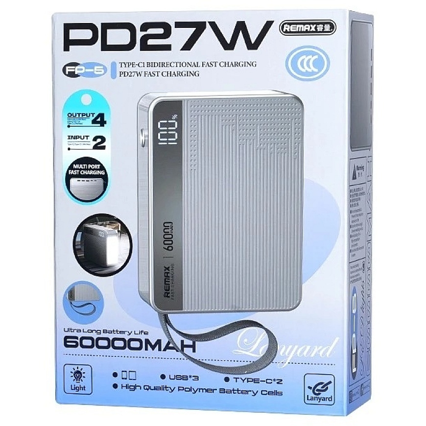 External Battery Power Bank Remax FP-5 27W 60000mAh Gray – 2