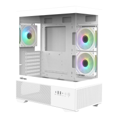 Zalman CHRONIX V2, ATX Mid Tower -tietokonekotelo, 3 x 120 mm ARGB-tuulettimia, valkoinen