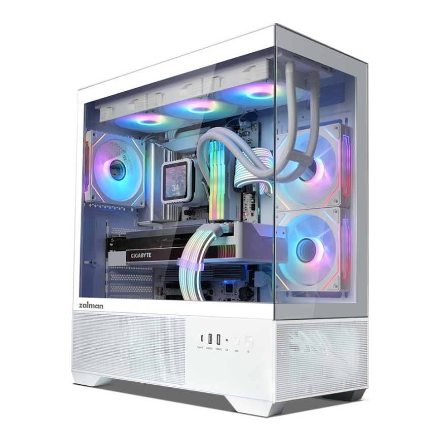 Zalman CHRONIX V2, ATX vidējā torņa datoru korpuss, 3 x 120mm ARGB ventilatori, balts – 5
