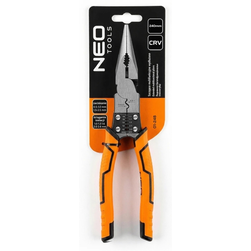 Neo Tools Pagarinātās taisnās daudzfunkcionālās knaibles 240 mm – 5