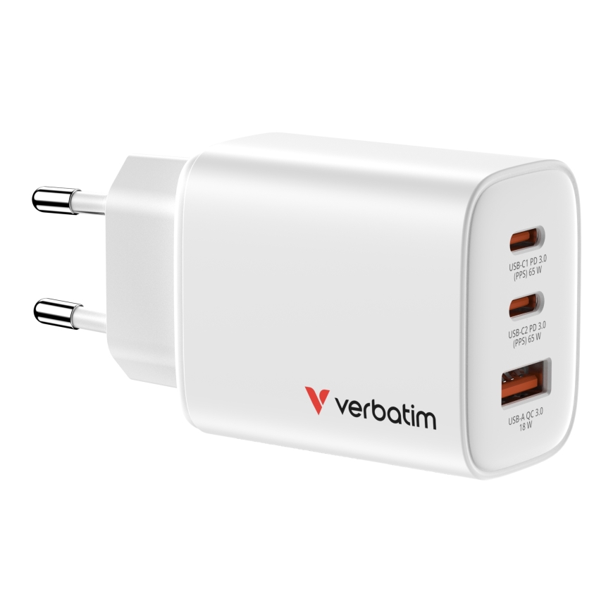 Verbatim Essentials GaN Charger 65W EU plug White