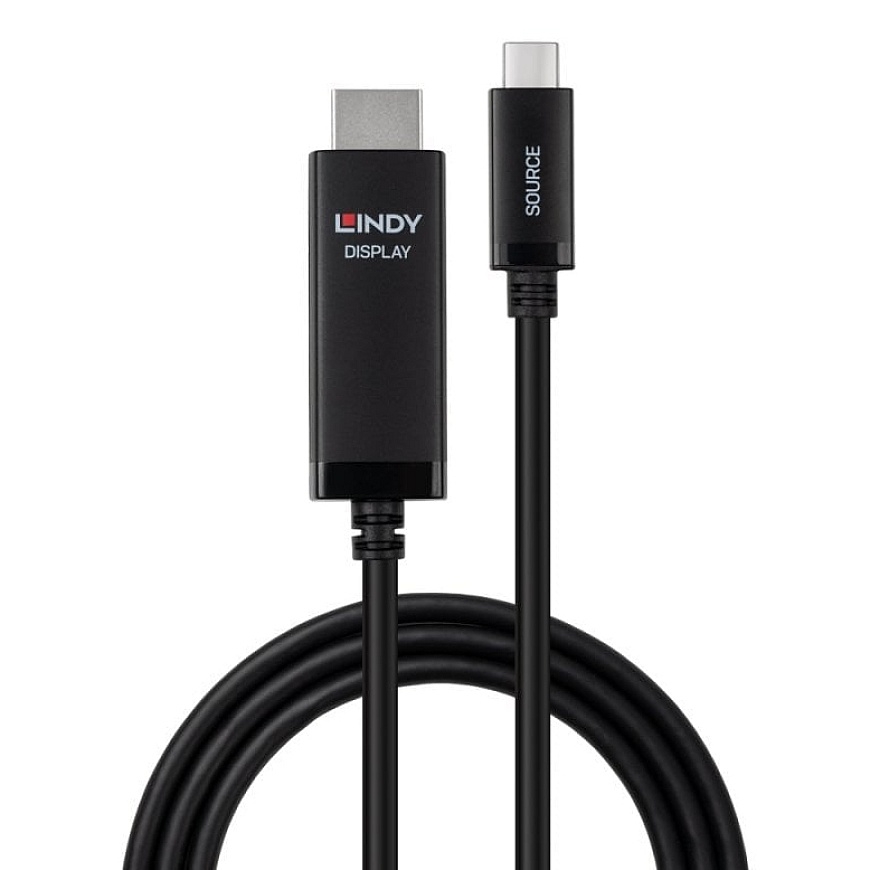 Lindy 43436 video kabeļu aksesuārs 5 m USB Veids-C HDMI Melns – 2