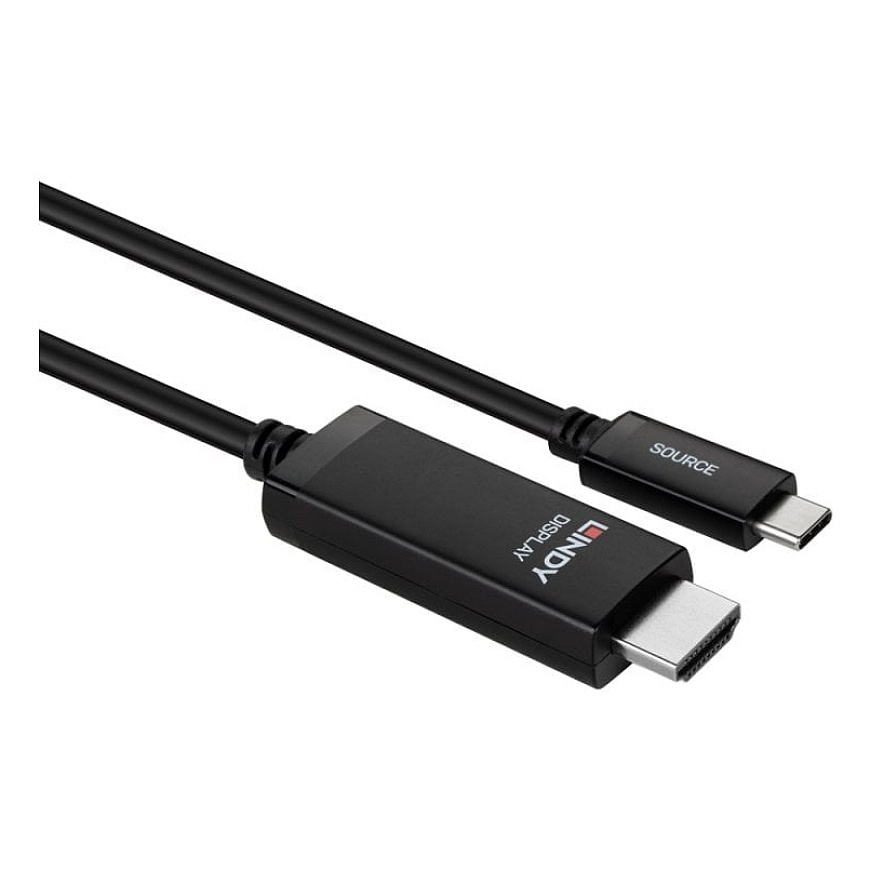 Lindy 43436 video kabeļu aksesuārs 5 m USB Veids-C HDMI Melns – 3
