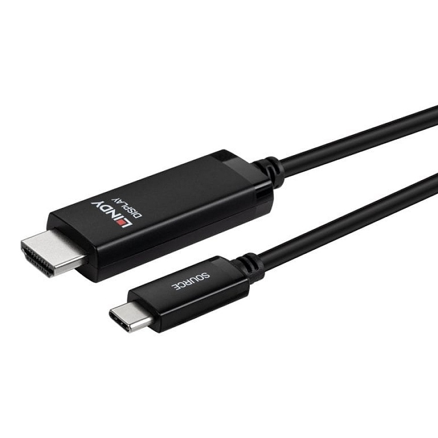Lindy 43436 video kabeļu aksesuārs 5 m USB Veids-C HDMI Melns – 5