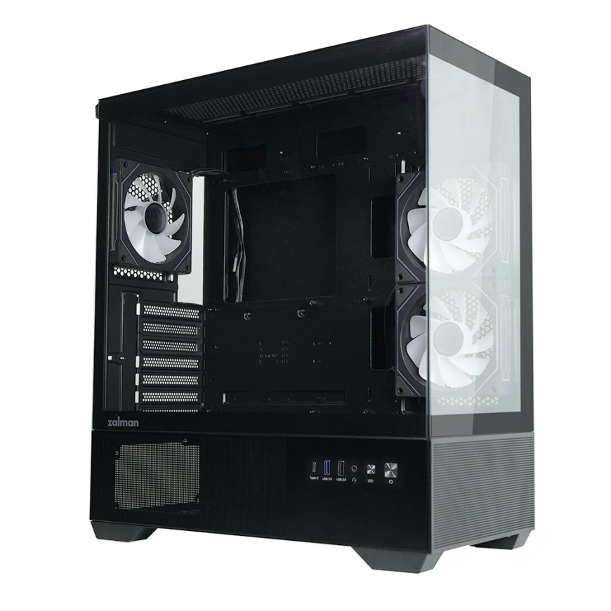 Zalman CHRONIX V2, ATX vidus tornis datoru korpuss, 3 x 120mm ARGB ventilatori, melns – 2