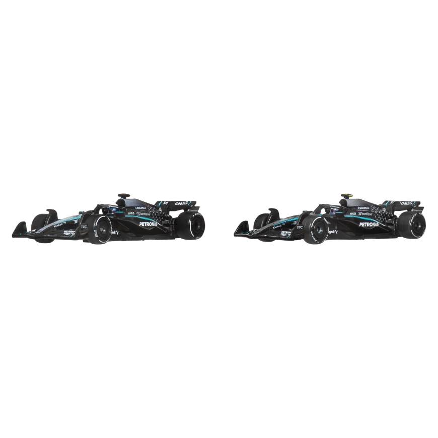 Hot Wheels Premium Mercedes-AMG PETRONAS Formula One Team 2-Pack with Russell & Antonelli Racecars – 2