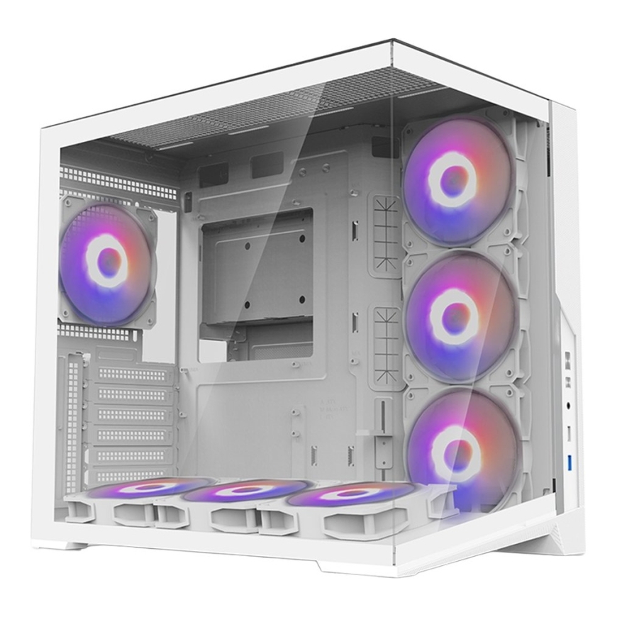 Zalman D40, ATX Mid Tower arvuti korpus, 7 x 120mm ARGB ventilaatorit, valge