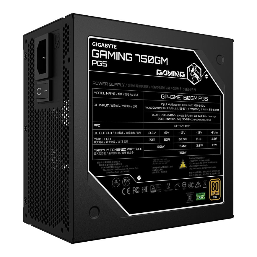 GIGABYTE GAMING 750GM PG5 toiteallika komponent 750 W 20+4 pin ATX ATX Must – 4