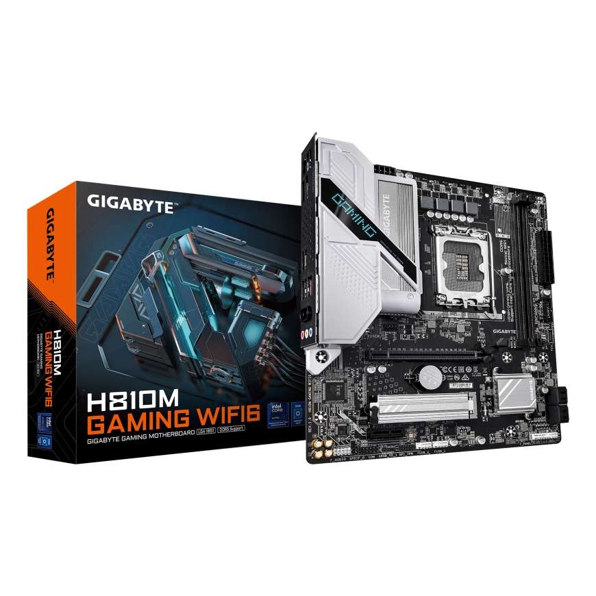 GIGABYTE H810M GAMING WIFI6 pagrindinė plokštė Intel H810 LGA 1851 (Socket V1) „micro ATX“