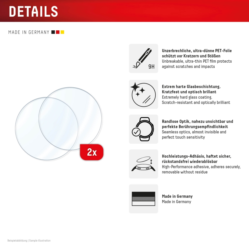 Displex 02208 smart wearable accessory Протектор экрана Прозрачный Закаленное стекло – 2