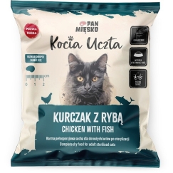 PAN MIĘSKO Kocia Uczta Vištiena su žuvimi - sausas kačių maistas - 50g